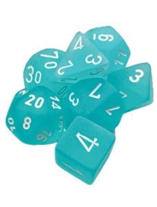 Комплект зарчета за ролеви игри Chessex: Gemini Polyhedral Frosted Teal/White, 7бр.
