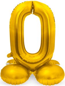 Стоящ златен фолиев балон Folat, цифра 0