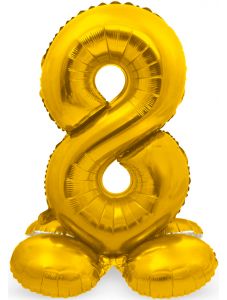 Стоящ златен фолиев балон Folat, цифра 8