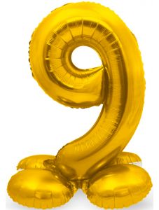 Стоящ златен фолиев балон Folat, цифра 9