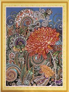 Диамантено пано с частична мозайка Collection D'Art - Златна хризантема
