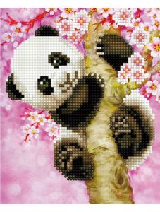 Картина с частична диамантена мозайка - Панда