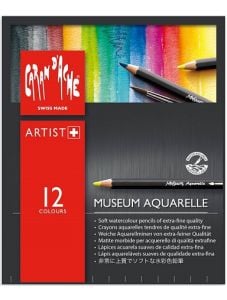 Комплект цветни моливи Caran d'Ache Museum Aquarelle, 12 цвята