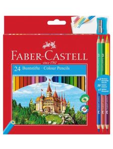 Цветни моливи Faber-Castell, 24 цвята + 3 допълнителни молива с по два цвята