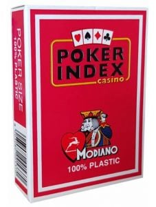 Карти за игра Modiano Poker Index 100% Plastic, червен гръб