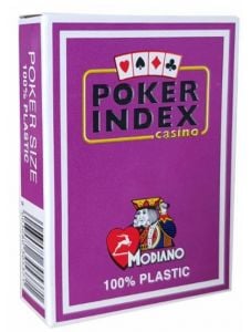 Карти за игра Modiano Poker Index 100% Plastic, лилав гръб