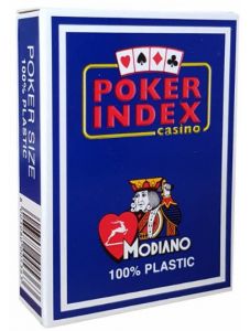 Карти за игра Modiano Poker Index 100% Plastic, син гръб