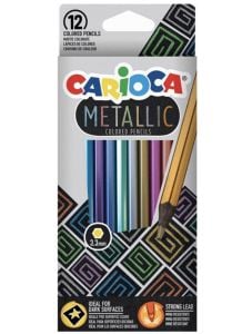 Комплект цветни моливи Carioca, 12 цвята металик