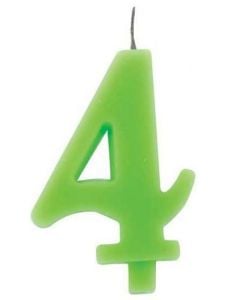 Зелена свещичка за рожден ден - цифра четири
