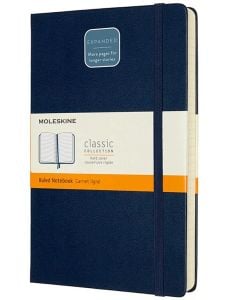 Класически тефтер Moleskine Expanded Sapphire Blue с твърди корици и линирани страници