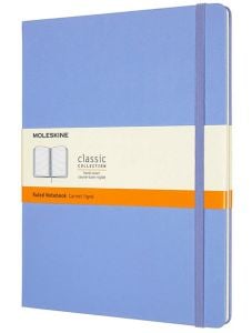 Голям син тефтер Moleskine Classic Hydrangea Blue с твърди корици и линирани страници