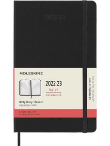 Черен ежедневник тефтер - органайзер Moleskine Diary Black за 18 месеца - юли 2022 / декември 2023 г. с твърди корици