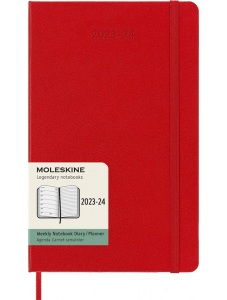 Голям червен седмичен тефтер - органайзер Moleskine Classic за 2023/2024г. с твърди корици
