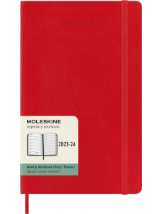 Голям червен седмичен тефтер - органайзер Moleskine Classic за 2023/2024г. с меки корици