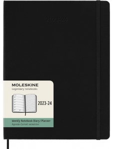 Голям черен XL седмичен тефтер - органайзер Moleskine Classic за 2023/2024г. с твърди корици