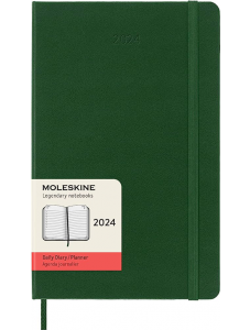 Голям зелен дневен тефтер - органайзер Moleskine Classic за 2024 г. с твърди корици