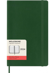Голям зелен дневен тефтер - органайзер Moleskine Classic за 2024 г. с меки корици