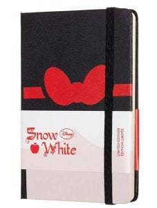 Черен тефтер Moleskine Snow White Red Bow Pocket с широки редове, Limited Edition