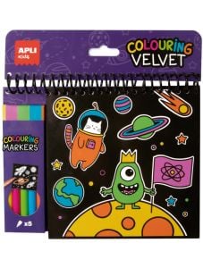 Кадифена книжка за оцветяване Apli Kids + 5 цветни маркера