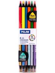 Комплект двувърхи цветни моливи Milan, 12 цвята