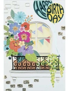 Картичка Busquets за рожден ден: Балкон с цветя