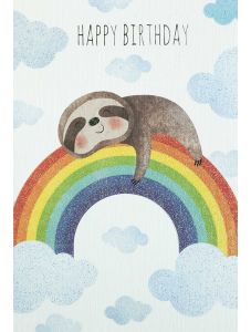 Картичка Busquets за рожден ден: Енот върху дъга
