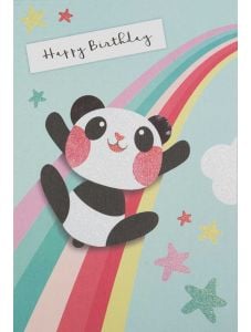 Картичка Busquets за рожден ден: Панда на пързалка от дъга