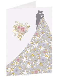 Картичка Busquets за сватба: Булка и младоженец с рози