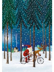 Коледна картичка "Дядо Коледа в гората"