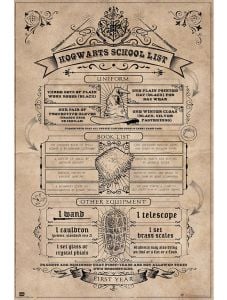 Голям плакат Harry Potter Hogwarts School List
