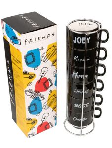 Комплект керамични чаши Friends Characters на метална стойка, 6 бр.