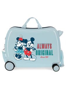 Твърд светлосин куфар Mickey Always Original за ръчен багаж