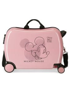 Твърд детски розов куфар Disney Mickey Outline за ръчен багаж