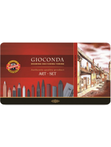 Комплект професионални моливи и пастели Koh-I-Noor Gioconda, метална кутия