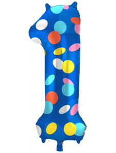Фолиев балон Folat - Цифра 1, цветни точки, 86 см.
