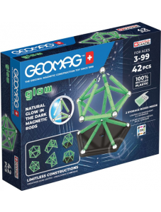Магнитен конструктор Geomag - Glow, 42 части