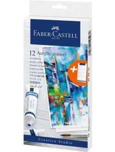 Акрилни бои Faber-Castell, 12 цвята х 20 мл.