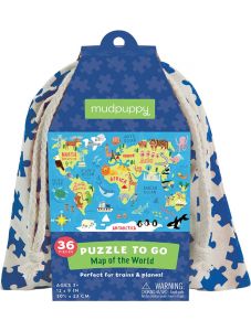 Пъзел за път Mudpuppy  - Карта на света, 36 части
