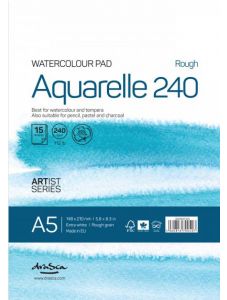 Скицник Drasca Watercolour Pad Aquarelle Rough А5, 15 бели листа
