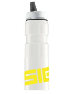 Бяла алуминиева бутилка Sigg NAT Sports White-Yellow Touch, 0.750 л.
