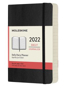 Черен джобен ежедневник тефтер - органайзер Moleskine Diary Black за 2022 г. с меки корици
