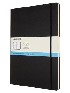 Черен тефтер Moleskine Classic Black в размер A4 с твърди корици и листа на точки