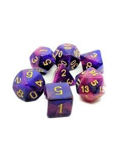 Комплект зарчета за настолни игри Dice4Friends: Dice Set - Galaxy Violet Purple, 7 бр.