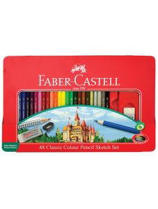 Цветни моливи Faber-Castel в метална кутия, 48 цвята