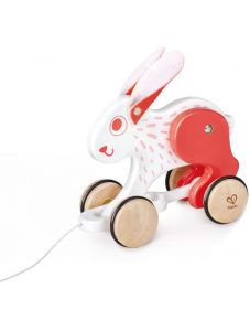 Дървена играчка Hape - Заек на колела за дърпане