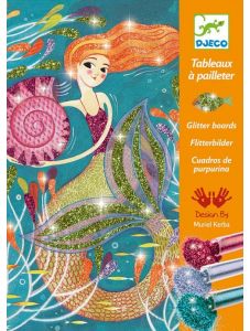 Комплект за рисуване с брокат Djeco - Mermaid