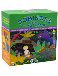 Домино и пъзел Floss & Rock, Dominoes 2 in 1, Dinosaur - Динозаври
