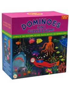 Домино и пъзел Floss & Rock, Dominoes 2 in 1, Deep Sea - Морски животни