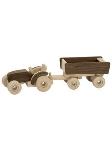 Дървена играчка Goki - трактор с ремарке