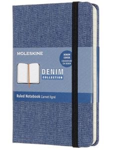 Джобен тефтер Moleskine Limited Editions Denim Antwerp Blue с твърди корици и линирани страници